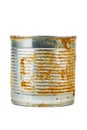 Old rusty tin can on white background Royalty Free Stock Photo