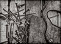 Old rusty tools in black and white Royalty Free Stock Photo