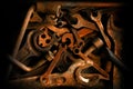 Old rusty tools in vintage style. Close-up photo Royalty Free Stock Photo