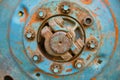 old rusty tractor wheel close up Royalty Free Stock Photo