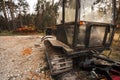 Old rusty tractors in countryside in woods