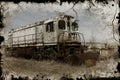 Old rusty train locomotive thrown into exclusion zone of Chernob