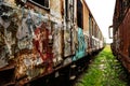 Old rusty train wagon background with shallow depth of field Royalty Free Stock Photo