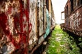 Old rusty train wagon background with shallow depth of field Royalty Free Stock Photo