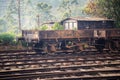 Old rusty train wagon on Nanu Oya train station.