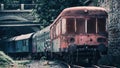 Old rusty train wreck