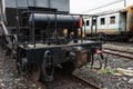 Old rusty trains on abandoned railway Royalty Free Stock Photo