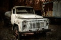 Old rusty truck abandoned at the in the woods Royalty Free Stock Photo