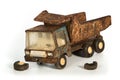 Old rusty truck metal toy Royalty Free Stock Photo