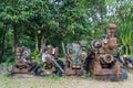 Old and rusty unworkable diesel engines Royalty Free Stock Photo