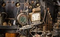 Old rusty valves, pipes, and gauges on an antique steam engine Royalty Free Stock Photo