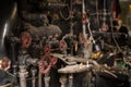 Old rusty valves, pipes, and gauges on an antique steam engine Royalty Free Stock Photo