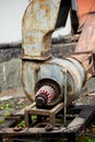 Old rusty vents on the roof of an abandoned building.Rust Royalty Free Stock Photo