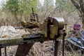 An old rusty vice and junk in Ballycroy, Ontario