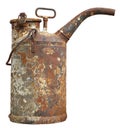 Old rusty vintage metal iron tank with pomp for diesel fuel isolated