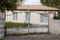 Old rusty vintage steel gate house portal of a traditional european house Royalty Free Stock Photo