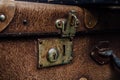 Old rusty vintage suitcase lock