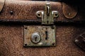 Old rusty vintage suitcase lock