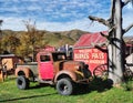 An old rusty vintage truck at Burkes Pass town in New Zealand