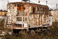 Old rusty wagon on construction site