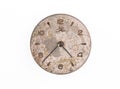 old rusty watch dial isolated on white Royalty Free Stock Photo