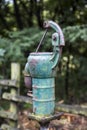 Old rusty water pump in the forest Royalty Free Stock Photo