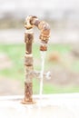 Old rusty water tap with flowing water in the garden Royalty Free Stock Photo