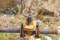 The old rusty water tap in garden Royalty Free Stock Photo