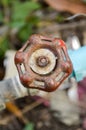 Old rusty water valve in garden Royalty Free Stock Photo