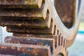 Old rusty waterwheel. Detail of the gears Royalty Free Stock Photo