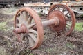 Old rusty wheels of train