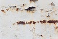 Old rusty white metal. The rust on metal background. Grunge wall background.