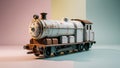 Old Rusty White Vintage Toy Train Engine on Display Royalty Free Stock Photo