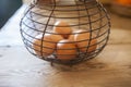 Old rusty wire egg cup Royalty Free Stock Photo