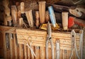 Old rusty woodworking tools.