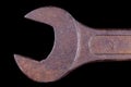 Old rusty workshop wrench. Accessories for repairing mechanical parts