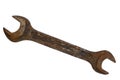 old rusty wrench lies on a white background Royalty Free Stock Photo