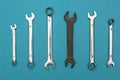 An old rusty wrench among new Royalty Free Stock Photo