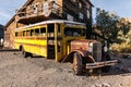 Old rusty yellow bus in Nelson Ghost town, USA