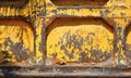 Old rusty yellow metal background : closeup