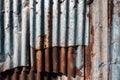 Old and rusty zinc sheet wall. Vintage style metal sheet roof texture. Pattern of old metal sheet. Rusting metal or siding. Royalty Free Stock Photo