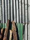 Old and rusty zinc sheet wall. Vintage style metal sheet roof texture. Pattern of old metal sheet. Rusting metal or siding. Royalty Free Stock Photo