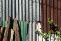 Old and rusty zinc sheet wall. Vintage style metal sheet roof texture. Pattern of old metal sheet. Rusting metal or siding. Royalty Free Stock Photo