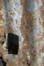 Old rusty zinc wall panel with rusty texture for background, Rusted galvanized iron plate vintage style decoration retro interior Royalty Free Stock Photo