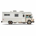 Realistic Rv Camper On White Surface - Uhd Image