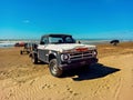 old 1970s classic pickup Dodge D 100. Rural cargo truck by Chrys