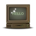 Old 1980\'s crt display, vintage pc, vector 3d illlustration