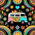 Old 1960\'s free love van hippie hipster flower