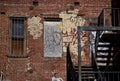 Old Sacramento Brick Building Wall with Graffiti Royalty Free Stock Photo