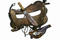 Old Saddle,Gun,Knife,Spurs Royalty Free Stock Photo